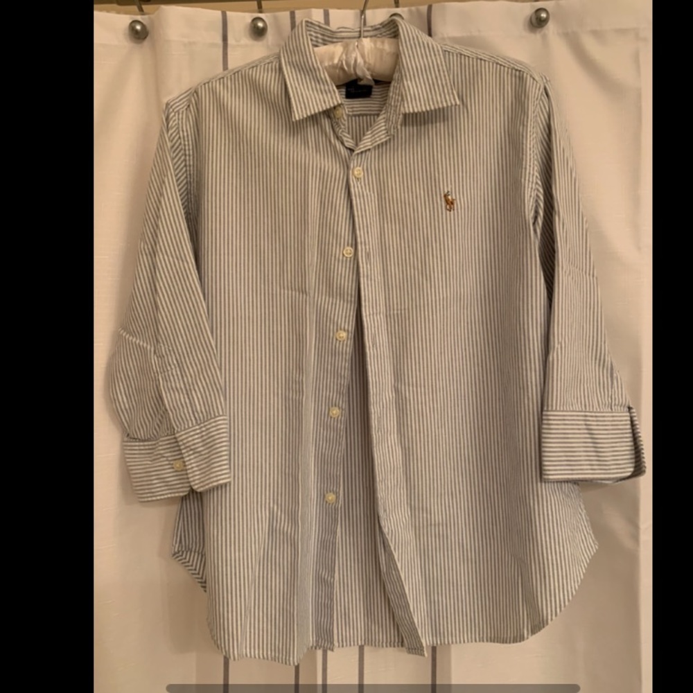 Blue and white vintage polo